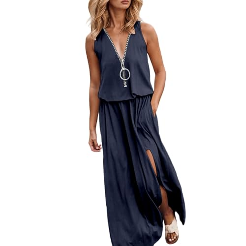 WVONIF Robes de Soirée Longue pour Femme Robe de Cocktail Décontractée en sans Manches Col en V Maxi A-Line pour Bal de Promo Anniversaire Cérémonie Dress for Women...