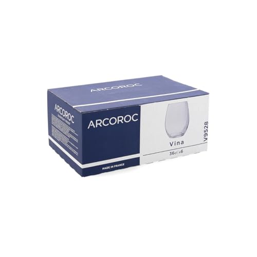 Miniatura 4 de Arcoroc Vina, Set De 6 Vasos De Vidrio, 36cl, Resistentes, Aptos Para Lavavajillas Y Microondas, Apilables, Transparentes