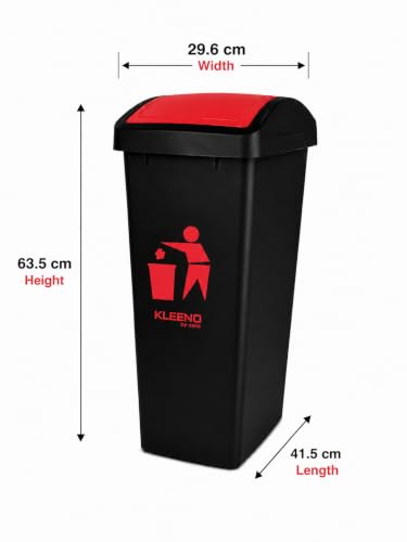 Image of Cello Plastic Swing Garbage Dustbin 48 Ltr,Black-Red
