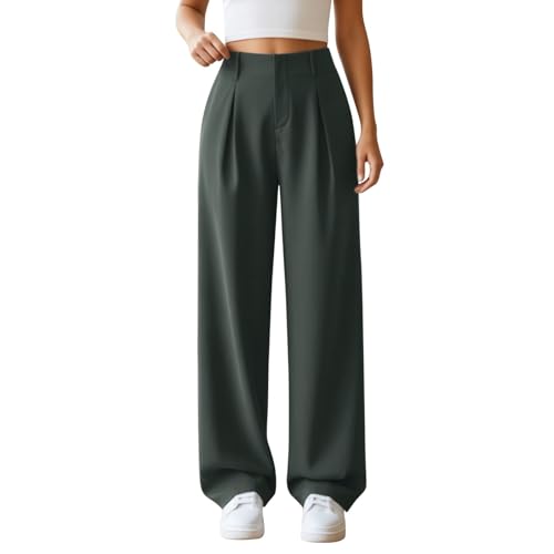 Pantalon ample décontracté taille haute avec ourlet fluide léger