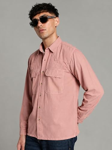 Image of INKD Men's Shacket Shirt - 100% Cotton | Relaxed Fit | Colored Denim Shirt for Men | Full Sleeve | Soft & Comfortable | Overshirt | Premium Buttons