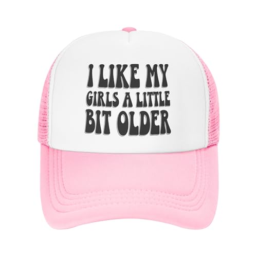Greenchant I Like My Girls A Little Bit Older Trucker Hat Funny Kids Hats Adjustable Mesh Baseball Cap - Pink