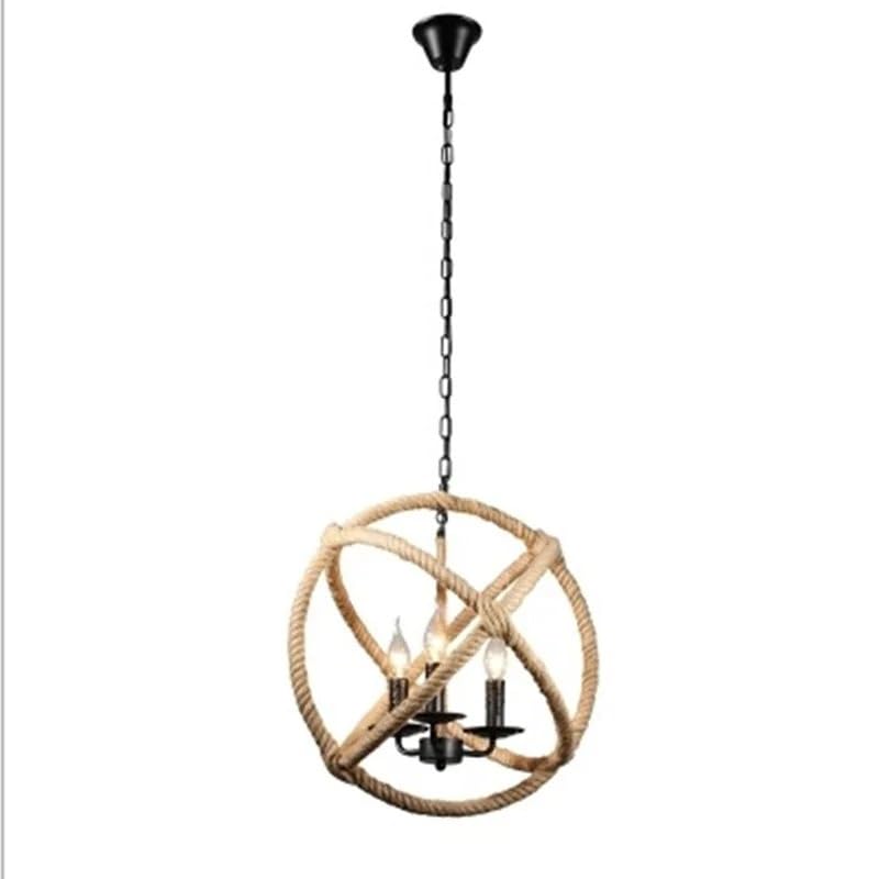 Generico Lampada a sospensione rustica in stile industriale a V for ristorante, tavolo da, caffetteria, illuminazione a sfera in corda di canapa intrecciata,Plafoniere da soffitto