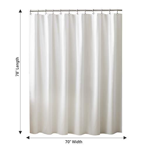 EXCELL Home Fashions Best Quality Vinyl Shower Curtain Liner, Mold and Mildew-Resistant Water-Repellent Bath Liner with suction cups for Master Bathroom,Kid's Bathroom, Guest Bathroom, 70"x78", White - Thumbnail 2