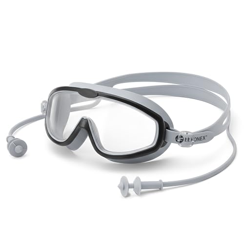 Image of KONEX Swimming Goggles | Kids | Big Frame | UV Lens | Anti-Fog | Grey