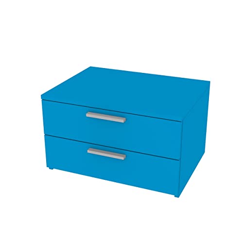 MOBILFINO CAMERETTE 820CZ2 - Commode L 60 et 2 tiroirs h.16, avec Guides à Fermeture Lente 60x45x35,8 (LxPxH) - Turquoise