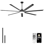 Ohniyou Ventilador de Techo de 213 cm con Luz - Ventiladores de Techo Industrial Grande con Control Remoto/APP, 7 Aspas de Aluminio, Motor DC Silencioso para Interior Exterior Terraza Garaje, Negro