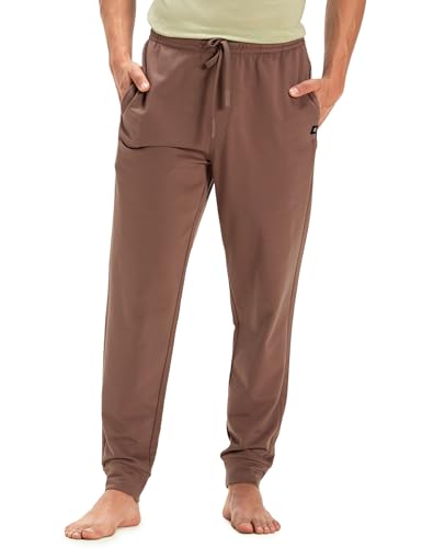 Image of DAMENSCH Men Mid Rise Regular Fit Cotton Blend Solid Moisture Wicking Antimicrobial Zipper Pocket Super Comfortable Baby Terry Lounge Joggers