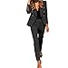 Generic Ensemble blazer pour femme avec pantalon coupe ajustée, combinaison élégante, tenue business femme, de costume, 2 assiettes le bureau, mariage, Noir, XXL