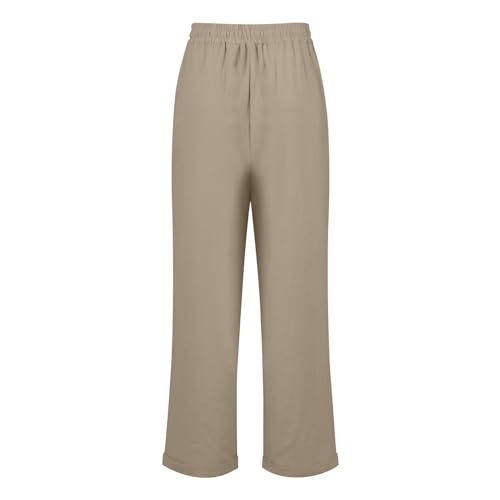 Womens Fashion Linen Pants Casual Straight Leg Drawstring Loose Lightweight Trousers with Pockets4