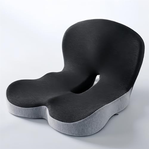 Cojín ergonómico de espuma viscoelástica para respaldo y asiento, soporte lumbar antideslizante para oficina y coche, cómodo cojín para silla de oficina, ideal para mejorar la postura y la comodidad