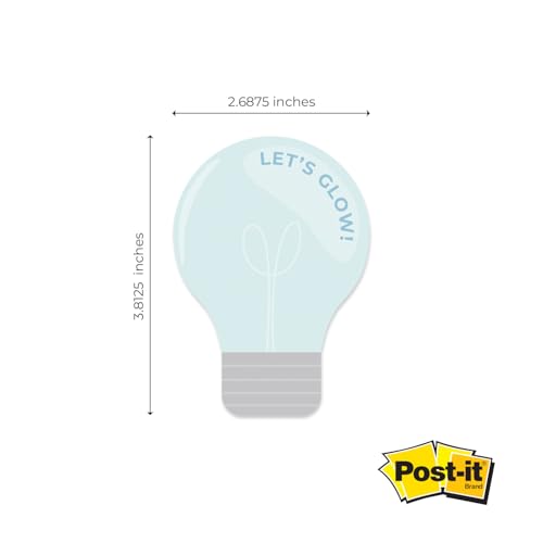 Image of Lightbulb Shaped Sticky Note Pad Assortment /Set of 3 / Watercolor Style / 2.6875 inch x 3.8125 inch Modern Sticky Notes / 50 Sheets Per Pad /Made in The USA