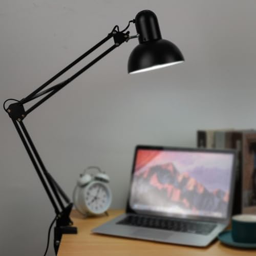 AKLOSIPY Lámpara de Lectura LED con Clamp/Holder - Lámpara de Mesa Flexible para Estudios, Bordados y Trabajos de Reparación (BLACK)