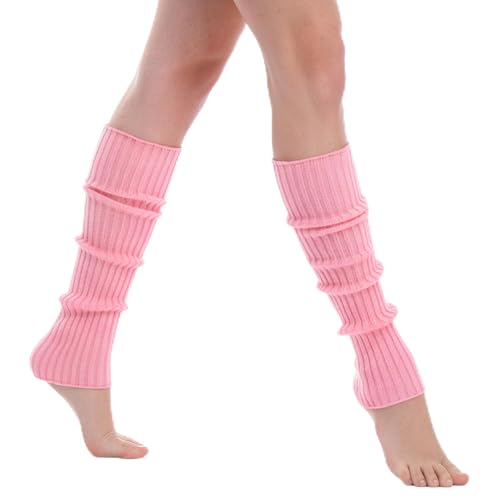 Neyauo Pink Leg Warmers Ribbed Knit Womens Leg Warmers 80s Long Socks for Yoga Party Sports Stylish Accessories