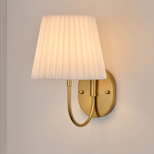 Image of PASSICA DECOR Battery Operated Wall Sconces Set of 2 Premium Fabric Pleated Shade, Rechargeable LED Lights with 15 Colors, Remote Control, Timer for Bedroom, Living Room, Kids' Room