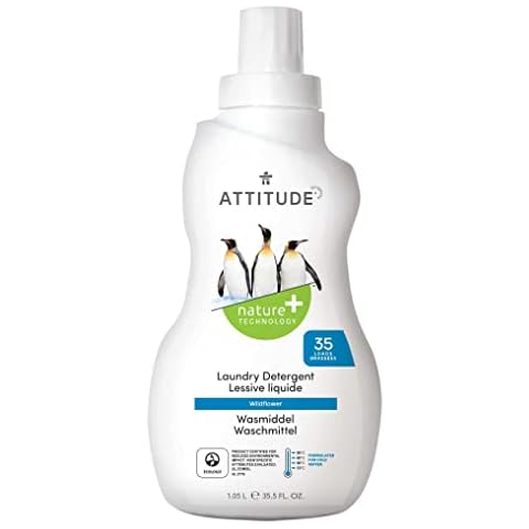 ATTITUDE Laundry Detergent, Plant and Mineral-Based Ingredients, Vegan Cleaning and Household Products, Wildflowers, 35 Loads, 1.05 Litre Cover