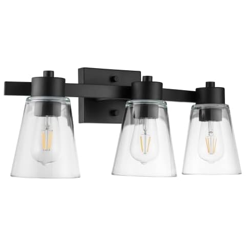 Prominence Home Fairendale 3 Light Matte Black Bathroom Vanity Light with Clear Glass Cover