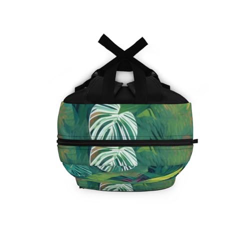 Backpack Tropical Leaf Jungle Pattern Vibrant Green Foliage Design4