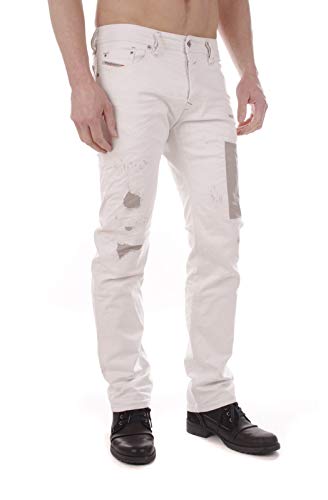 Diesel Waykee 0674C_Stretch Jeans pour Homme Pantalons Regular Straight (W26, Blanc)