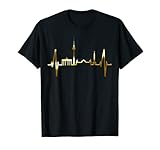 Berliner Souvenir für jede Berlinerin und jeden stolzen Berlin Fan, Besucher, Reisenden, Touristen, Bewohner und Marathon Teilnehmer. Tolles Berlin Outfit mit Berliner Herzschlag und der Silhouette jeder wichtigen Sehenswürdigkeit. Ich liebe Berlin!
