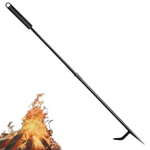 Fire Poker for Fire Pit, Heavy Duty 34-Inch Solid Steel Fireplace Poker, Portable Removable Design Fire Pit Poker Fire Poker for Outdoor Fireplaces Solo Stove Campfires & Indoor Use