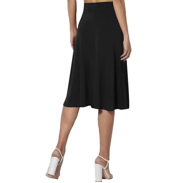 Rooscier Women's A Line High Waist Flowy Casual Midi Skirts2