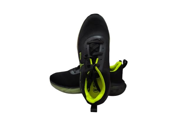 Men's Sports Shoes Black and Neon Green | Lace-Up Closure, Neon Green Sole-image-45