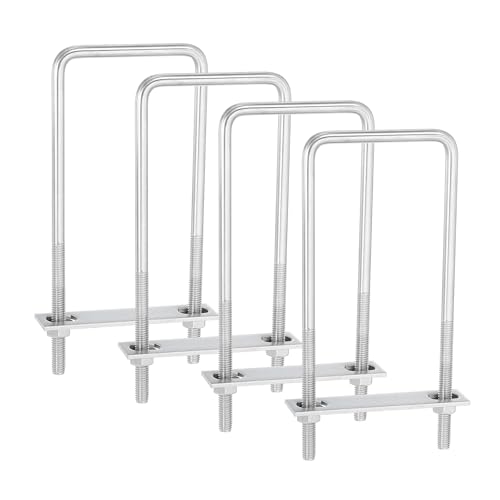 uxcell 4Sets 304 Stainless Steel Square U-Bolts, 2.83" (72mm) Inner Width 7.09" (180mm) Length M8 with Nuts, Frame Plate, Gasket for Automobiles Trailer, Ski Boat, Fishing Boat, Pipelines