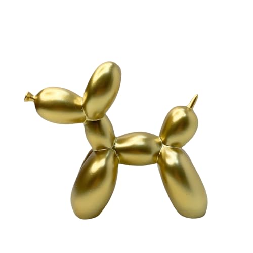 HIRAIDAI Skulptur Deko Ballon-Hunde-Ornament, 22X18X8,5CM, Kunstharz, Für Veranda, Wohnzimmer, Weinschrank, Dekoration – Gold