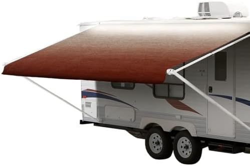 ShadePro - RV Awning Fabric Replacement - Premium Grade Weatherproof Vinyl - Universal Outdoor Canopy for Camper, Trailer, and Motorhome Awnings - Burgundy Fade - 21' (Fabric 20' 2")