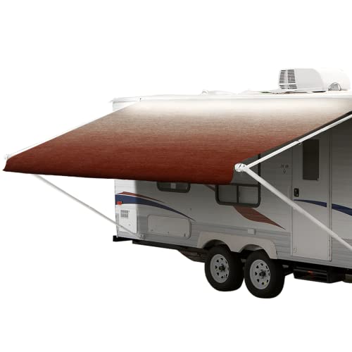 Shadepro - Rv Awning Fabric Replacement - Premium Grade Weatherproof Vinyl - Universal Outdoor Canopy For Camper, Trailer, And Motorhome Awnings - Burgundy Fade - 21' (Fabric 20' 2") #TOP16