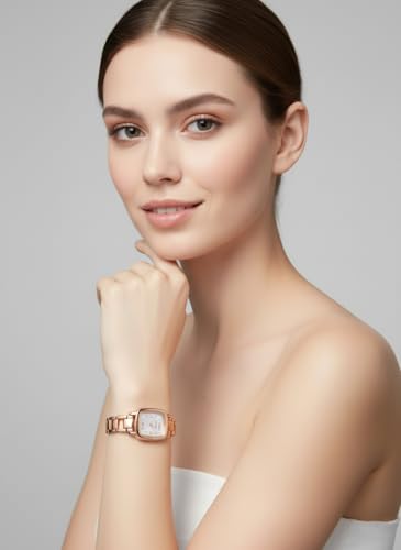 Image of Watches for Women, Luxury Square Small Face Ultra Slim Ladies Watches, Classic Steel Analog Quartz Womens Watch