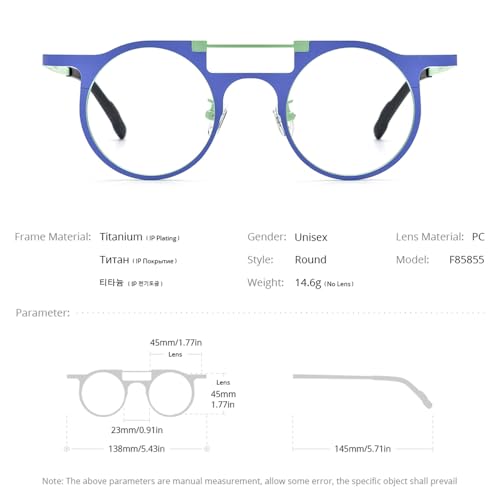 Image of FONEX Colorful Pure Titanium Glasses Frame Women Retro Round Eyeglasses F85782