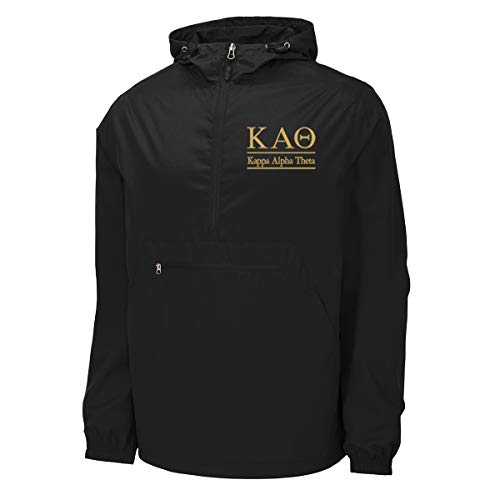 Sorority Letters Shop Kappa Alpha Theta Windbreaker - Anorak Pullover Jacket - Quarter Zip