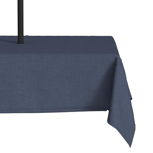 LVTXIII Outdoor Tablecloth with Umbrella Hole and Zipper, 60 x 84 Inch Water-Repellent Patio Table Cloth, Rectangle Table Covers for Backyard Garden, Navy Textured by LVTXIII - Used condition - US$20.61