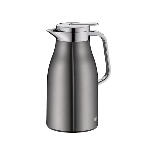 alfi SKYLINE 1,0l, cool grey mat, Edelstahl-Isolierkanne mit hygienischem Hartglaseinsatz, Drehverschluss mit bequemer Drucktaste, ergonomischer Griff, mit einer Hand, ideal als Kaffeekanne, Teekanne