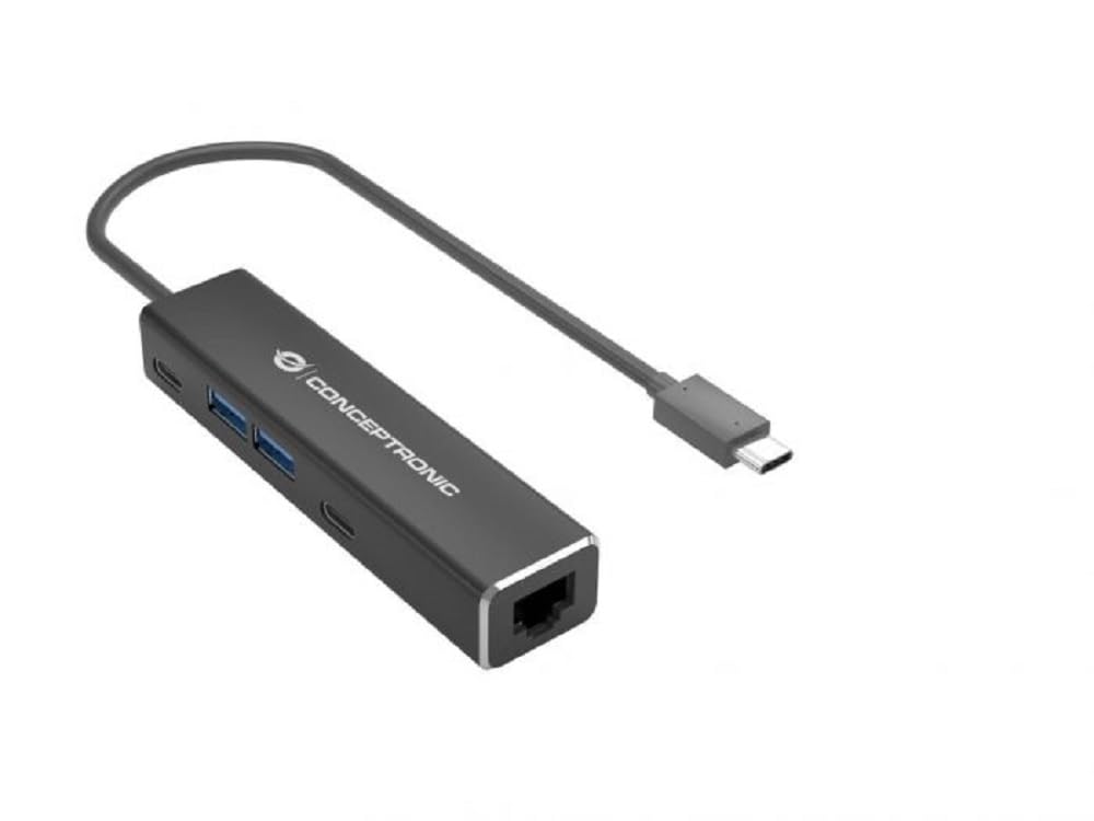 Conceptronic ABBY14B 2.5G Ethernet USB 3.2 Gen 1 Adaptateur avec hub USB, 2,5GbE, USB-A x 2, USB-C x 2