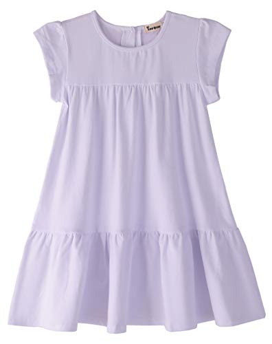 Image of Youwon Girls Dress Short Sleeve Solid Color Tunic A-Line Tiered Swing Dress 2-6 7-16