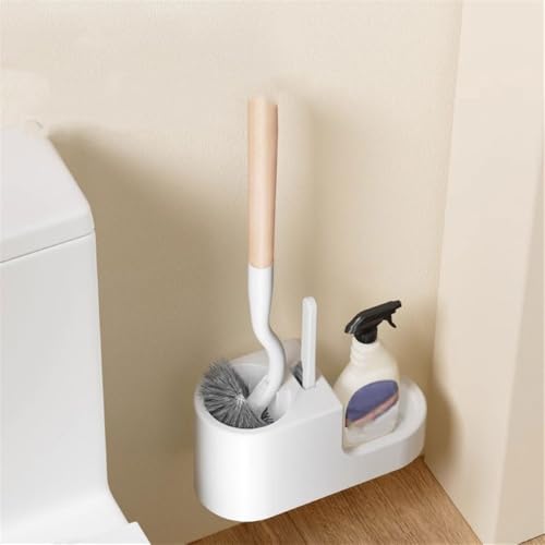 Cepillo de inodoro para baños modernos pequeños con soporte suspendido higiénico de plástico 8