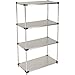 Nexel 4-Solid Shelf Shelving Unit, Stainless Steel, 18" W x 36" L x 74" H