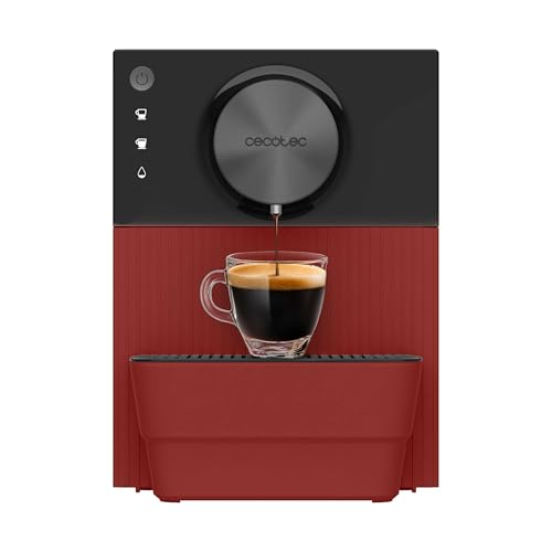 Cecotec Macchina da caffè superautomatica compatta Cremmaet Cube Red. 1350 W, prestazioni professionali, sistema di pressatura, pre-infusione, 19 bar, sistema Thermoblock, 5 livelli di macinazione