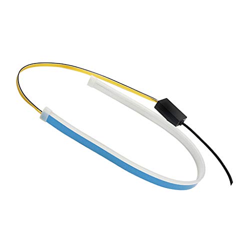 Almencla Feux de Jour, 30cm Bandes Feux Diurnes Flexibles, 2pcs LED Feux Diurnes Bicolores Étanches, Tube Lumineuse LED, pour Phares de Voiture - Blanc + Jaune
