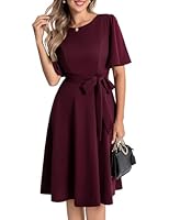 Bbonlinedress Abendkleider elegant für Hochzeit Weihnachten Kleid Damen Winter elegant Kurzarm festliches Kleid midilang Party Cocktailkleid Burgundy XL