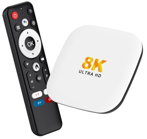 LEFFOT Android 14 TV Box 2025, 4GB RAM + 32GB ROM, M2 Plus 4K Ultra HD TV Decodificador, IP-TV Box con Decodificación 8K, Control de Voz, WiFi 6, BT 5.4, 100M Ethernet, HDR10, RK3528 Quad-Core A53