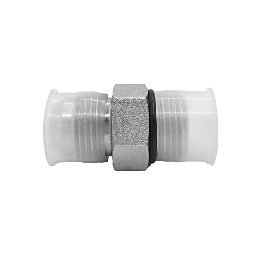 Image of (2-PACK) 6400-06-06-O Hydraulic Adapter Fitting 9 /16 inch-18UNF Male O-Ring Boss x 9 /16 inch-18UNF Male JIC 37 Pipe Straight Carbon Steel