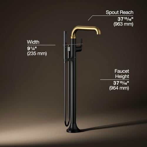 Kohler T27424-4-BMB ToneTM Floor-Mount Bath Filler Trim con ducha manual, Negro Mate con Bronce Moderne Cepillado miniatura 3