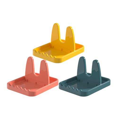 NUOBESTY Organizador de Tapas de Ollas y Utensilios de Cocina 3 Piezas Plegable Doble Asa, Estante Multifuncional para Cucharas y Tapas, Soporte Estable para Encimera en Color Azul,
