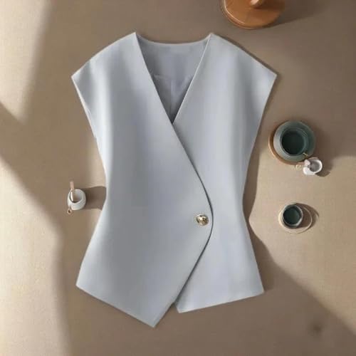 Chaleco con cuello en V para mujer en primavera casual 4