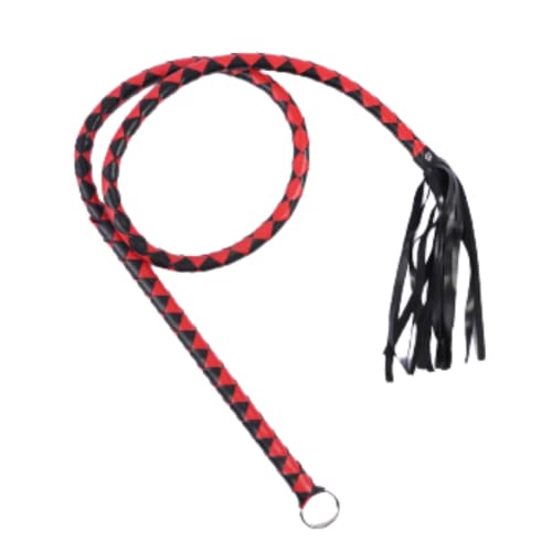 Chicote Longo em Tiras Super Fibra na cor Vermelho e Preto