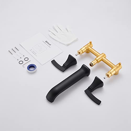 Qinkell Rubinetto Per Vasca Da Bagno Con Montaggio A Parete Per Vasca Da Bagno Nero Ad Alto Flusso Lungo Becco Raggiungere Rubinetti Per Vasca Da Bagno Romana Con 2 Maniglie - 6